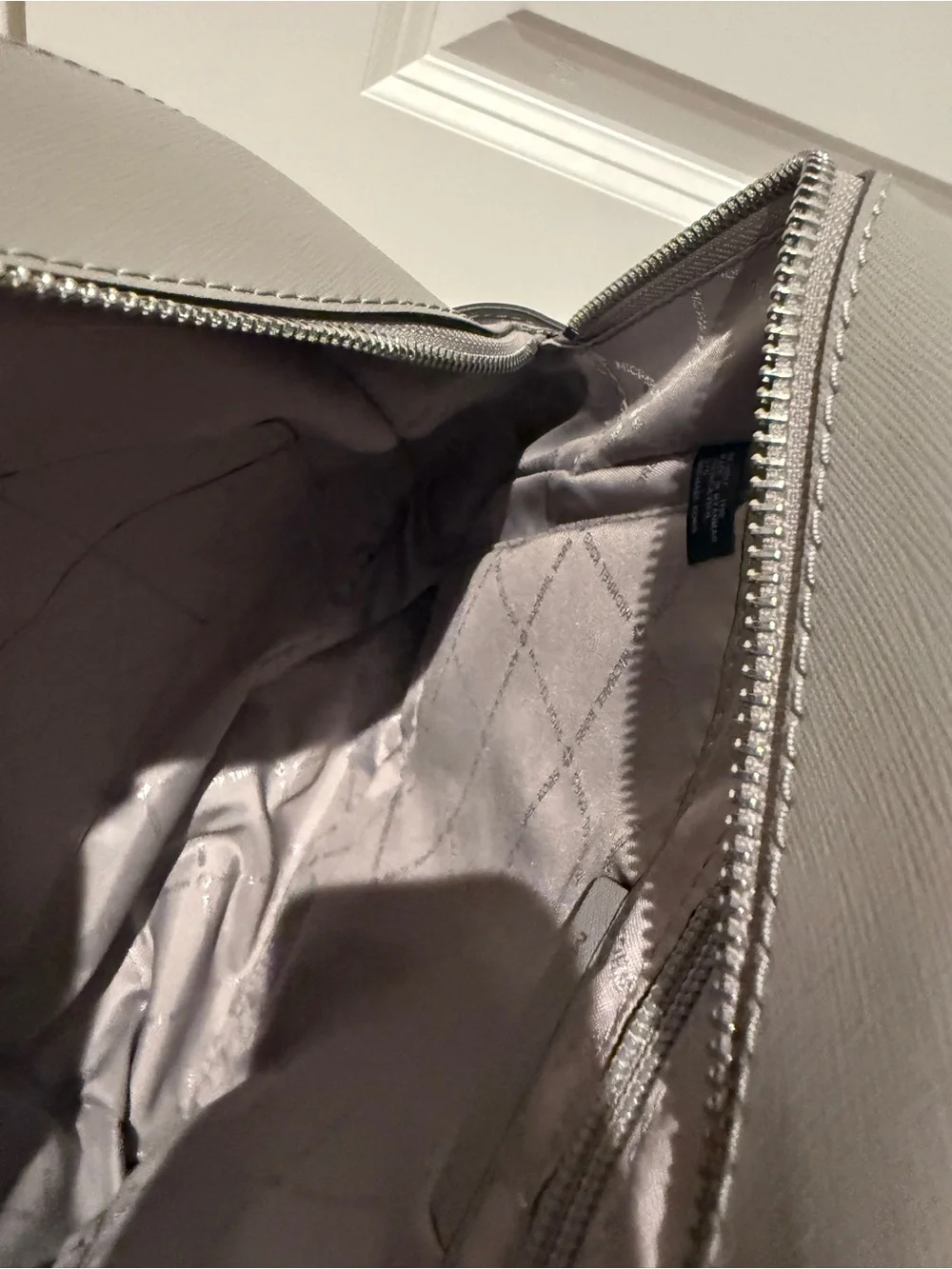 Michael Kors Gray Leather Backpack with Studded Heart Accent